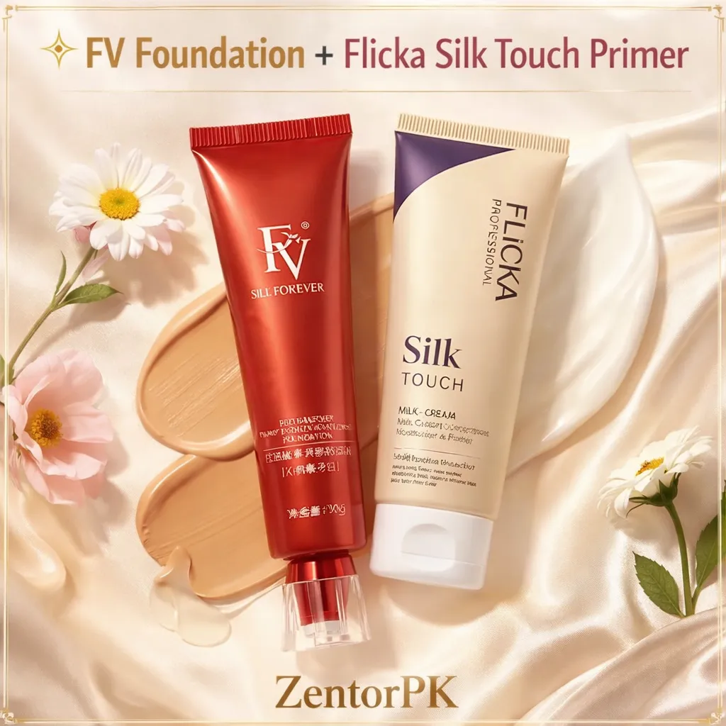 2 in 1 Flicka Silk Touch Primer & FV Foundation Deal – Smooth, Flawless Makeup Base | ZentorPK