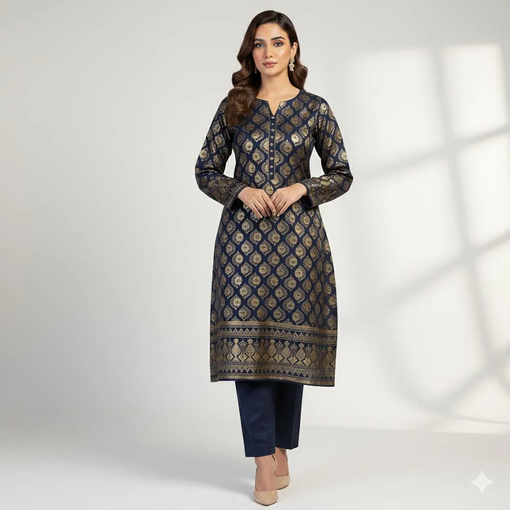 2 Pcs Women’s Unstitched Block Printed Suit – Premium Printed Shirt & Trouser | Unstitched Summer Dress