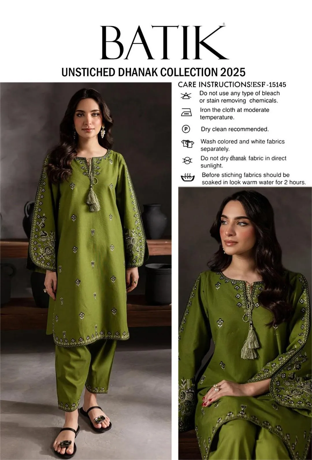 2 Pcs Women’s Unstitched Embroidered Dhanak Suit – Winter Collection 2025 (Green)
