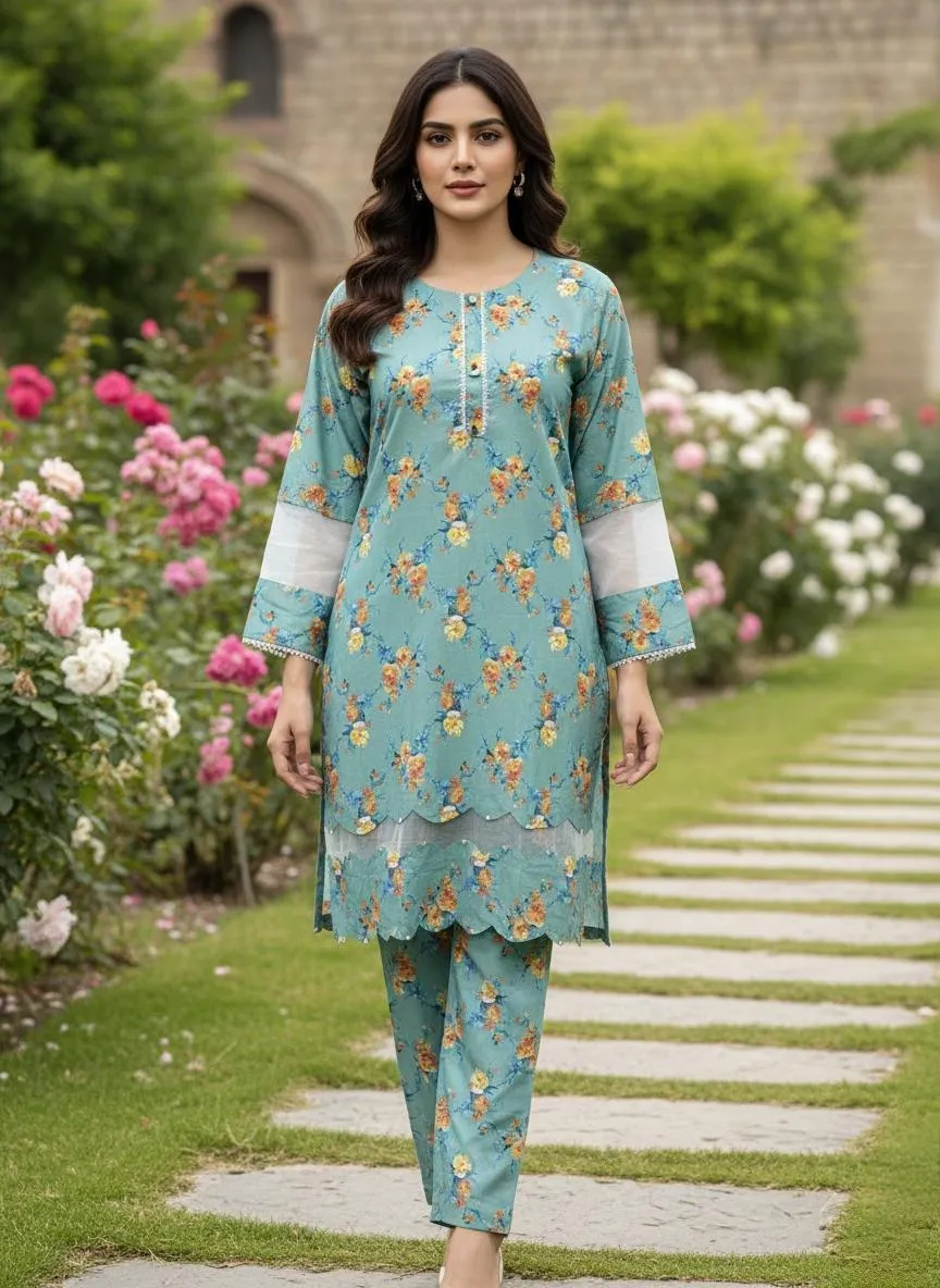 Winter Collection – 2 Pcs Stitched Tissue Design Micro Polo Cotton Dress for Women | Marina Wool Special Edition