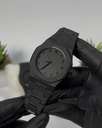 Men’s Black Aura Watch – Carbon Fiber Strap, Round Case, 12-Hour Format