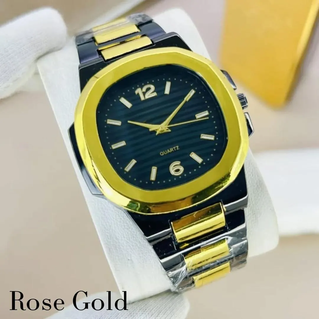 Men’s Square Analogue Watch – Chain Strap, 12-Hour Display | Silver, Black & More (Black)