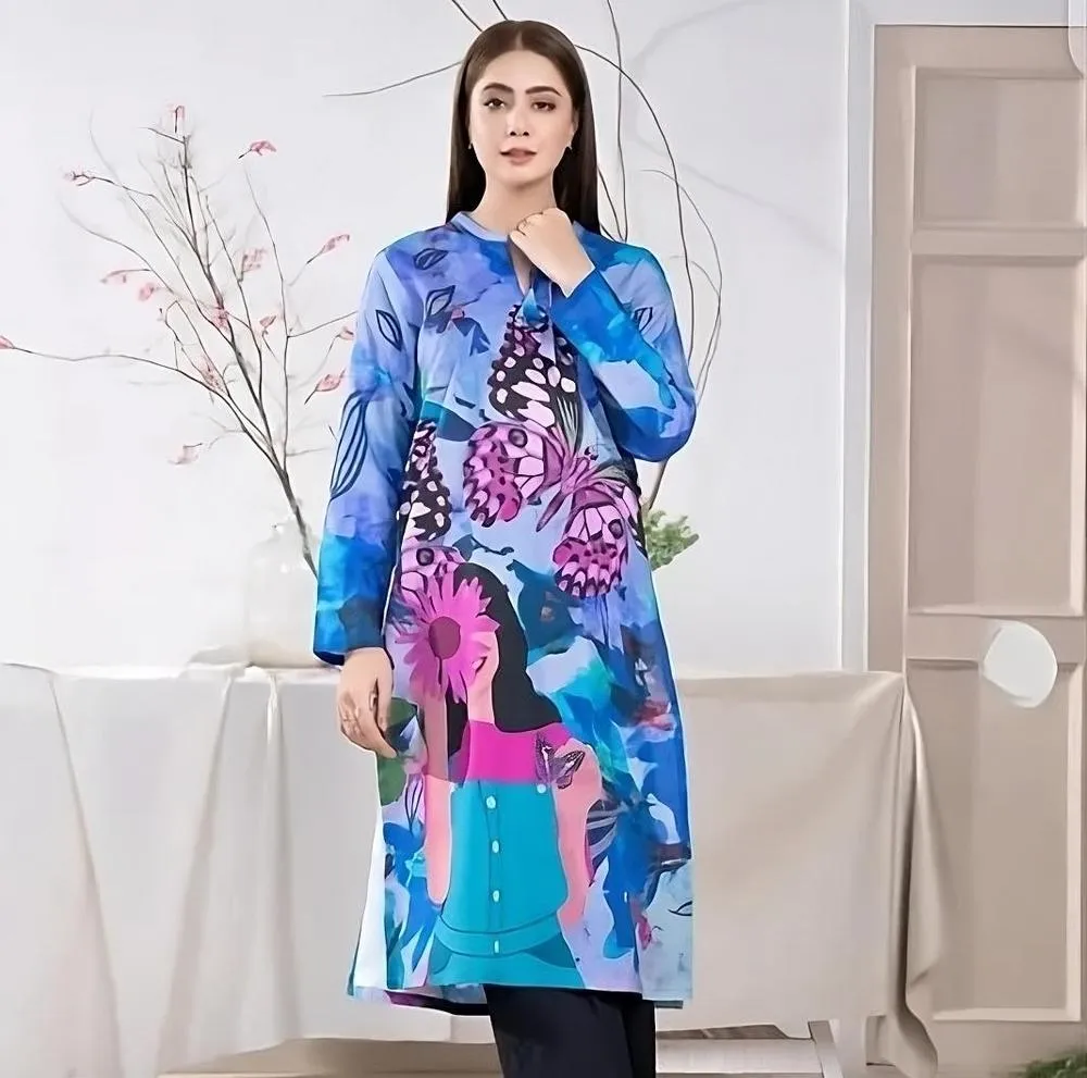 1 Pc Women’s Unstitched Swiss Lawn Printed Shirt – Premium Summer Collection
